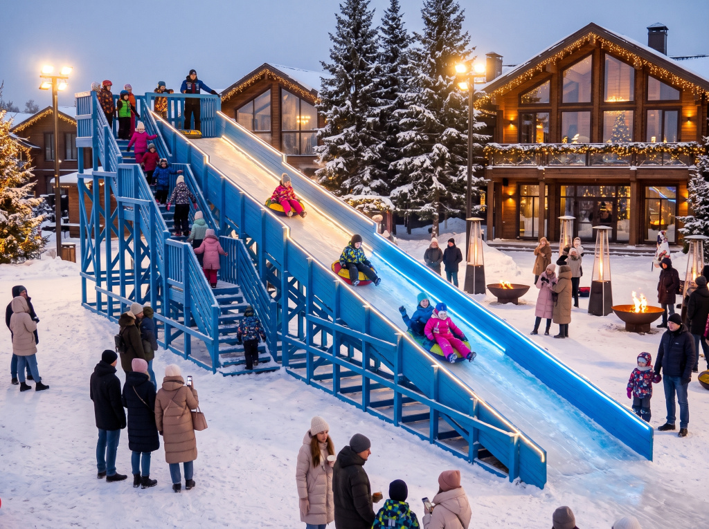 Зимняя горка Custwood Арктик-8 (цвет голубой, скат 16 метров) - фото 27