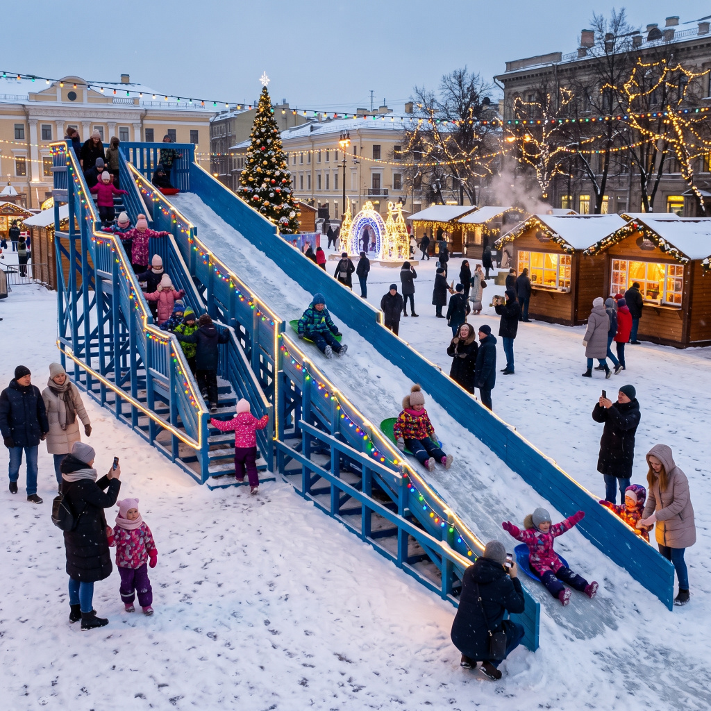Зимняя горка Custwood Арктик-8 (цвет голубой, скат 16 метров) - фото 4
