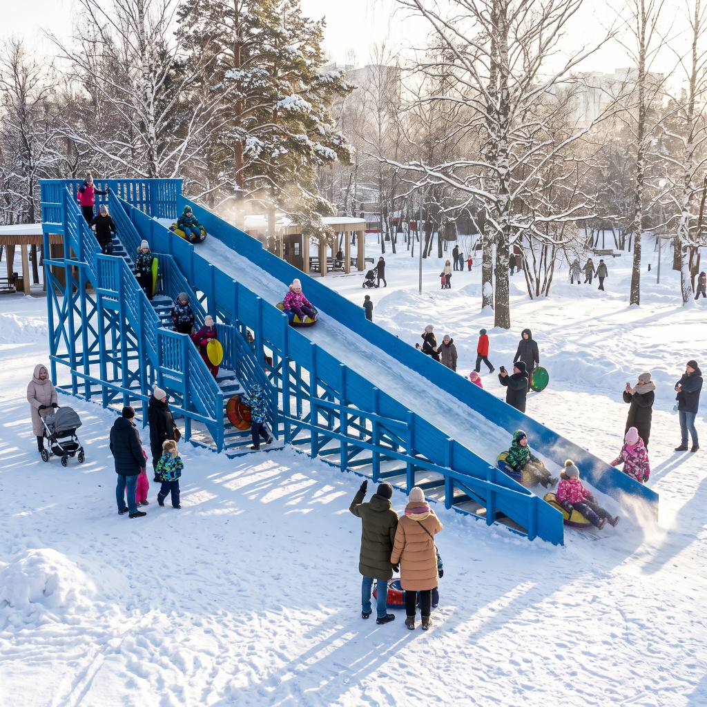 Зимняя горка Custwood Арктик-8 (цвет голубой, скат 16 метров)