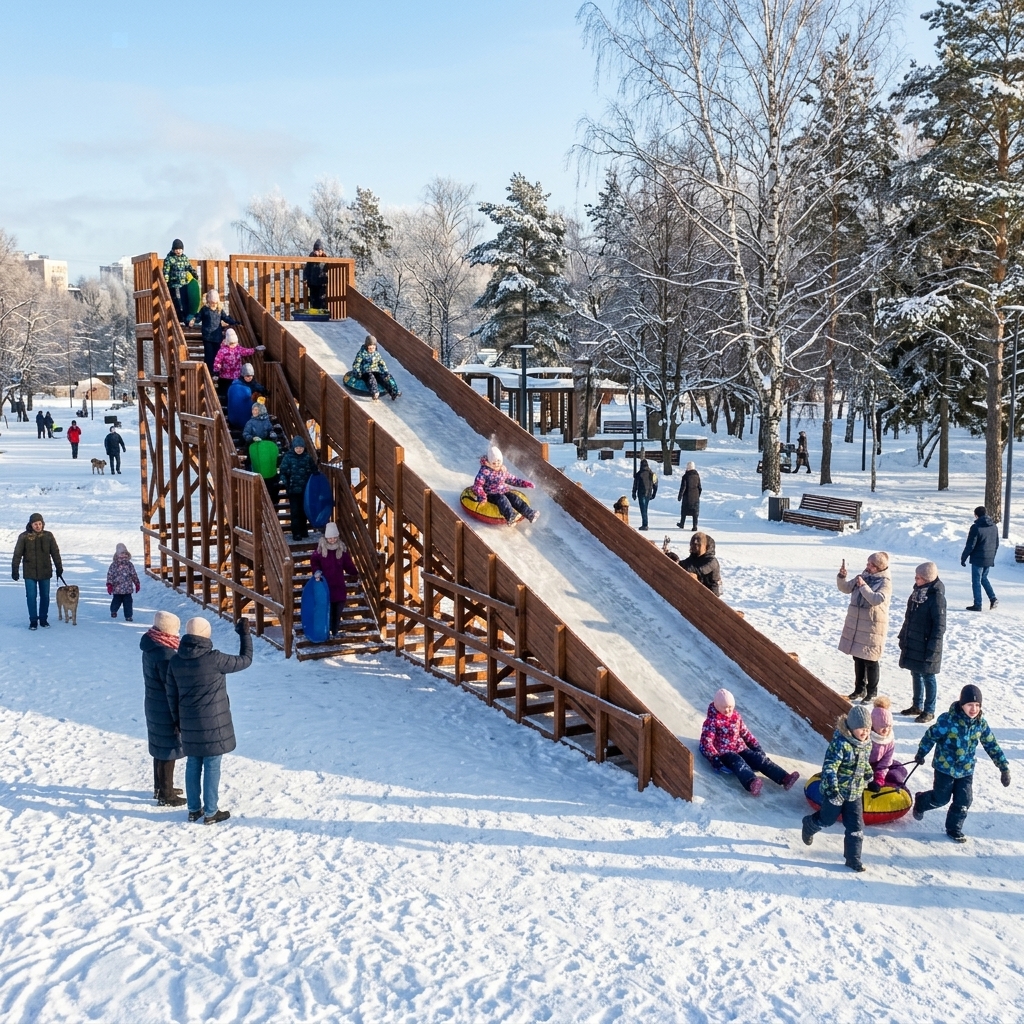 Зимняя горка Custwood Арктик-8 (цвет тик, скат 16 метров) - фото 3