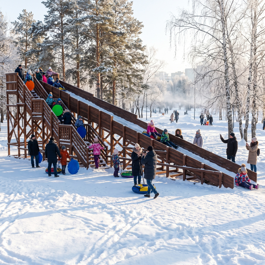 Зимняя горка Custwood Арктик-8 (цвет тик, скат 16 метров)