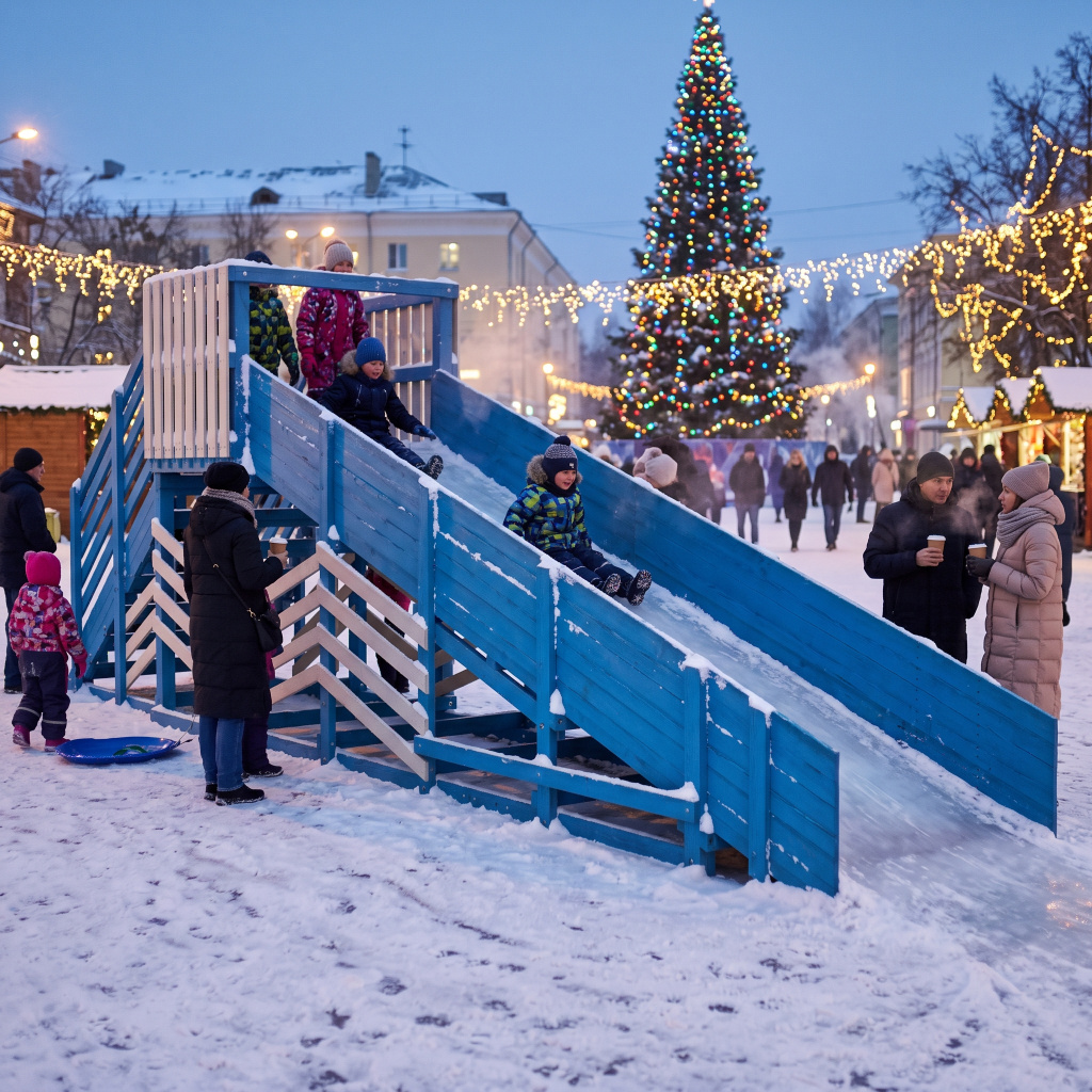 Зимняя горка Custwood Арктик-3 (белый/голубой скат 5 метров)