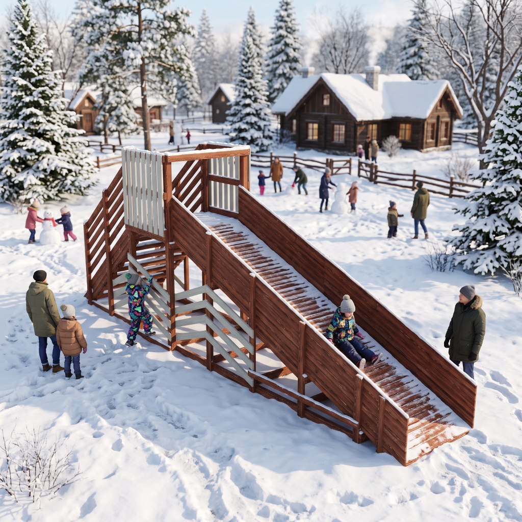 Зимняя горка Custwood Арктик-3   (тик / белый скат 5 метров) - фото 3