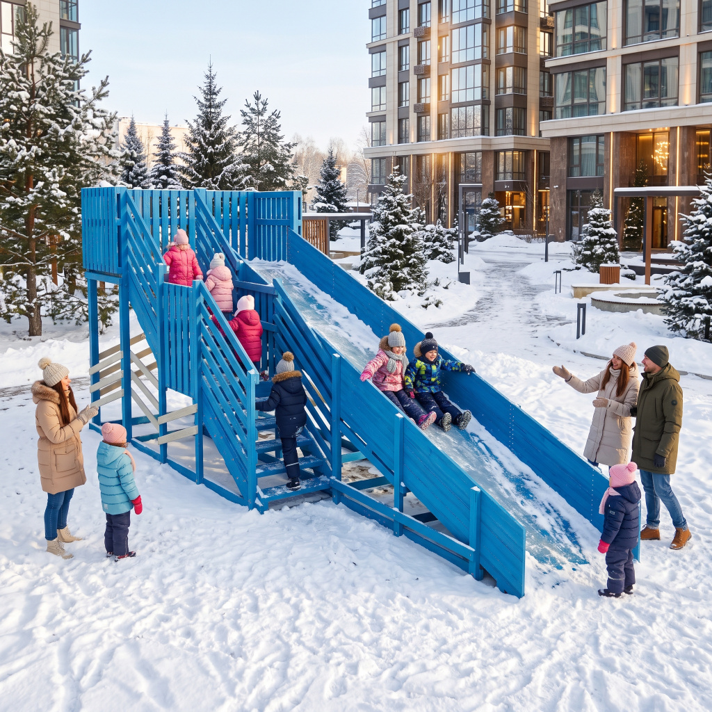 Зимняя горка Custwood Арктик-4 (белый/голубой скат 6,5 метров)