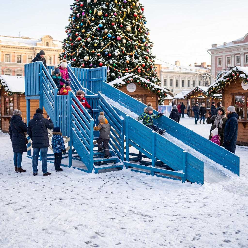 Зимняя горка Custwood Арктик-4 (белый/голубой скат 6,5 метров) - фото 5