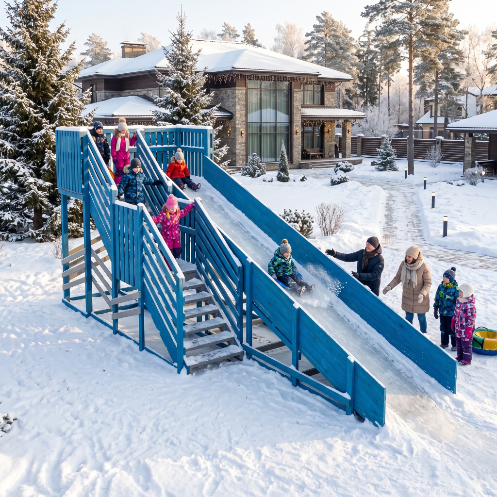 Зимняя горка Custwood Арктик-4 (белый/голубой скат 6,5 метров) - фото 15